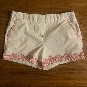 Artisan NY White Shorts with Pink Embroidery